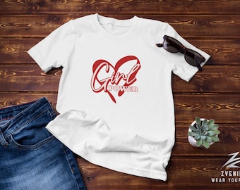 Camisa de poder femenino | Negro - Blanco | Tallas S-2XL | Statment Camiseta con forma de corazón para mujer, ropa informal, regalo para ella