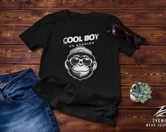 Camiseta unisex de chimpancé cool para niño | Divertida camiseta con motivo de mono para niño y hombre | Idea de regalo: camiseta "Chimpancé cool"