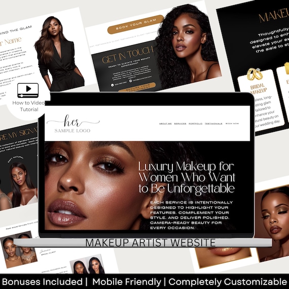 Makeup Artist Website Template – Luxury Beauty Website Design (Canva)