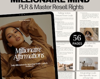 Millionaire Mindset Affirmation Workbook Daily Practice Goal Setting Visualization Success Stories PLR MRR Digital Product Guide DFY