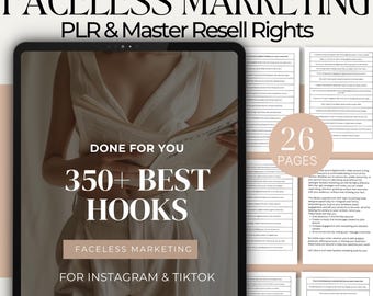 Instagram Hooks Master Resell Rights Faceless Marketing DFY Faceless Content Hooks Going Viral Content for Selling Digital Products Resell