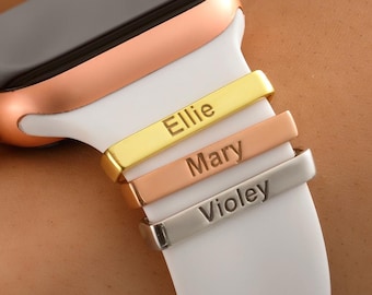Personalized Apple Watch Band Name Charm: Sterling Silver Bar