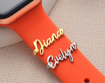 Sterling Silver Name Apple Watch Charm: Personalized Jewelry Gift