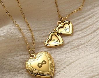 Personalized Heart Locket Necklace: 18K Gold Filled Initial Pendant