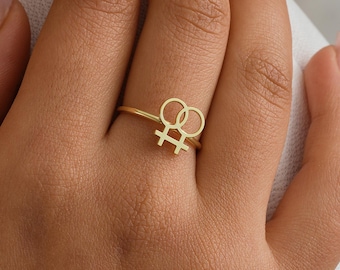 Personalized Gender Symbol Sterling Silver Ring: LGBTQ+ Pride Jewelry