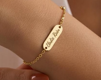 Personalized Name Bar Bracelet with Birthstone - Keepsake Jewelry