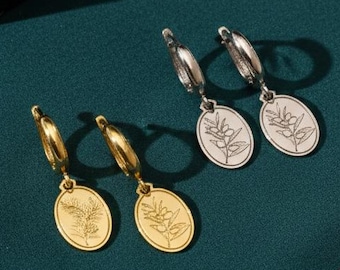 Personalized Birth Tree Hoop Earrings: Engraved Celtic Jewelry
