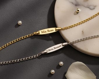 Personalized Name Bar Bracelet: Engraved Baby Name Jewelry