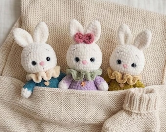 Patrón de ganchillo de conejito pequeño, juguete de conejo amigurumi, juguete de primavera, patrón de ganchillo en PDF