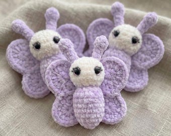 Patrón de ganchillo de mariposa bebé, juguete de chenilla gruesa, mariposa bebé amigurumi, patrón de ganchillo en PDF