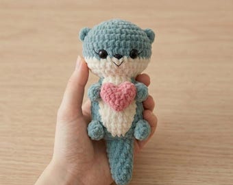 Patrón de ganchillo de nutria, peluche amigurumi, juguete de ganchillo para el Día de la Madre, patrón de ganchillo en PDF