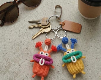 Patrón de llavero de monstruo amigurumi, tutorial de amigurumi de boca grande, funda para llave, patrón de crochet en PDF