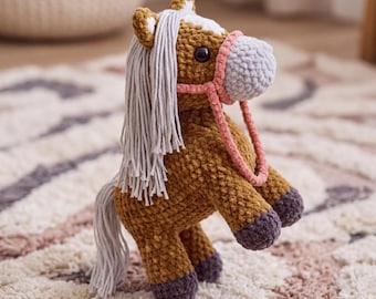 Patrón de ganchillo de caballo, patrón de animal amigurumi, patrón de ganchillo en PDF