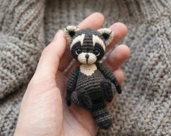 Patrón de ganchillo de mapache, animal de bosque amigurumi, juguete de peluche de mapache, patrón de ganchillo en PDF
