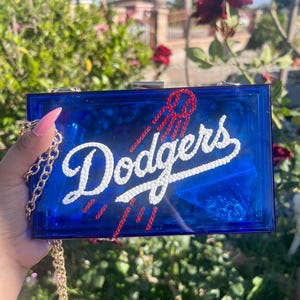 Bolso de mano con diamantes de imitación de los Dodgers de Los Ángeles de la MLB / Bolso bandolera/cartera de mano aprobado por el estadio de los Dodgers de Los Ángeles /