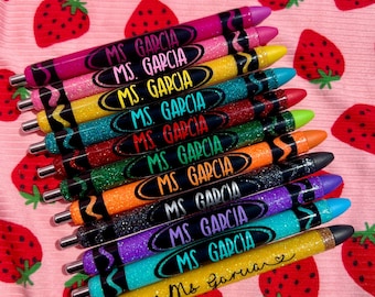 Personalized Crayon Glitter Pen | Teacher Gift, First Day of School