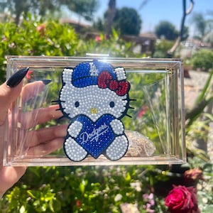 Bolso con diamantes de imitación de los Dodgers de Los Ángeles de la MLB / Bolso Kitty de los Dodgers de Los Ángeles / Bolso bandolera/cartera de mano aprobado por el estadio de los Dodgers /