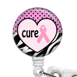 Breast Cancer ID Badge Holder,Cancer Badge Reel,Pink Ribbon Badge Reel,Nurse Badge Reel, Nurse Badge Holder, nurse gift,Cancer Badge Reel