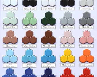 Próbki mozaiki heksagonalnej: matowe i błyszczące (23x26x6 mm)