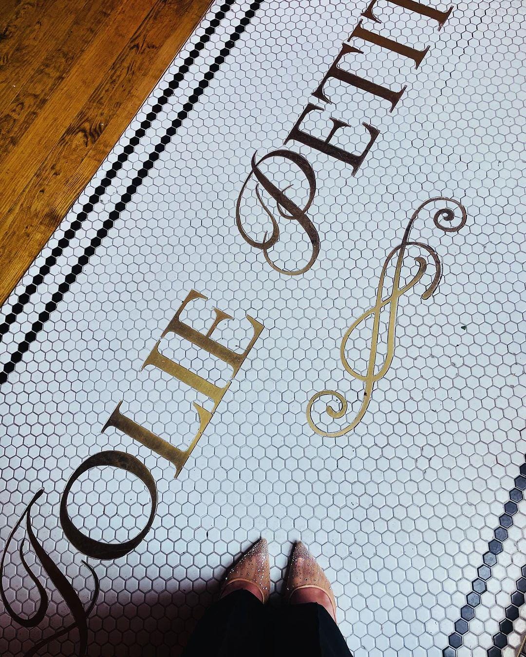 Vintage Style Metallic Letter Mosaic | Handmade Business Entrance Sign ...