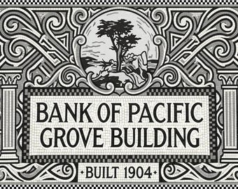 Aangepast mozaïek - gebouw Bank of Pacific Grove