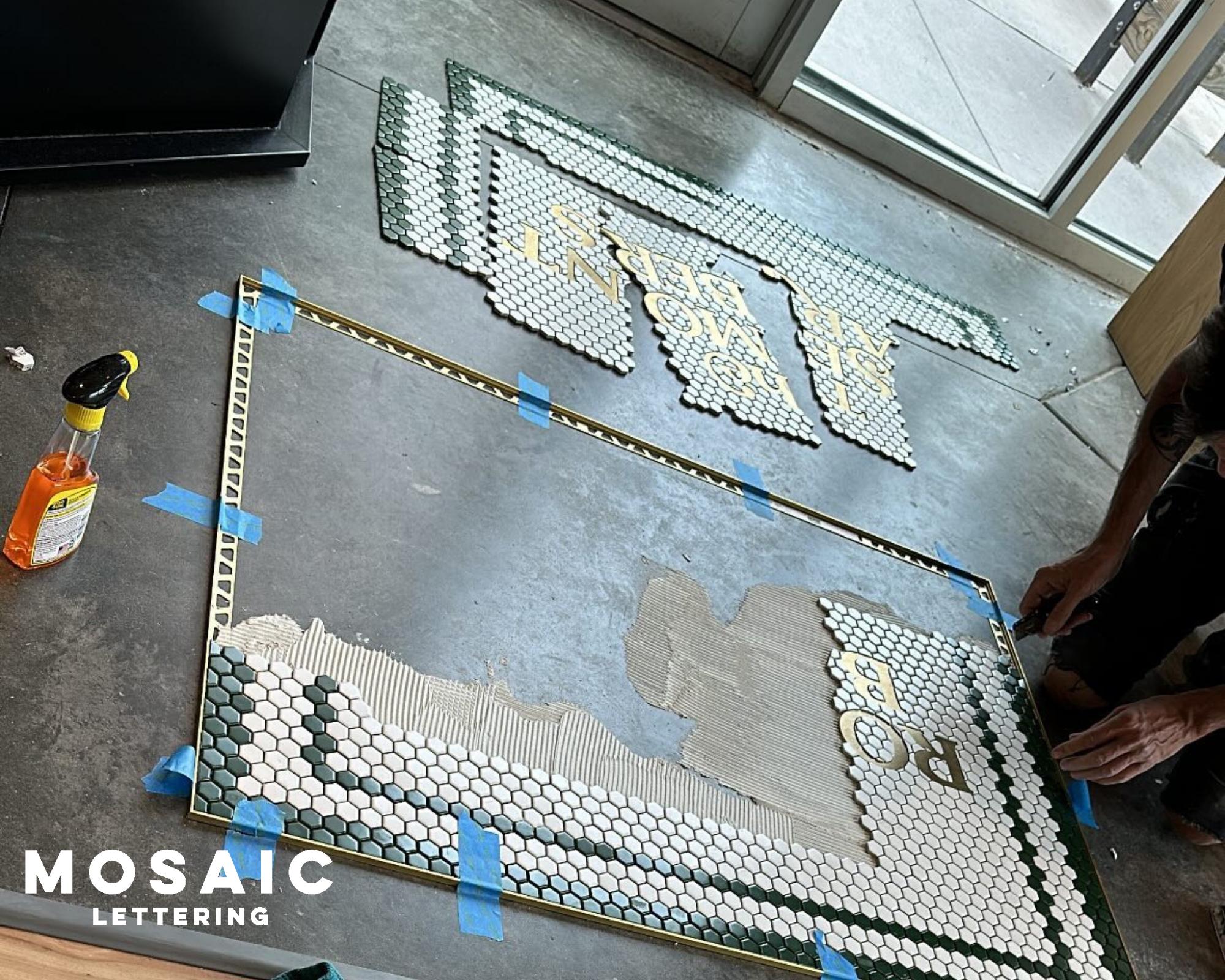 カスタムモザイクタイルフロア - 手作りロゴ、大理石、磁器 - Etsy 日本