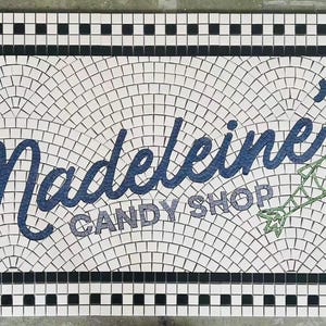 Einzigartiges Mosaik-Business-Zeichen | Individuelles Tile Logo für Deinen Shop Eingang | Vintage Boden Dekor