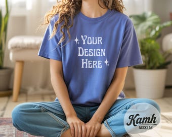 Gildan Mockup 64000 - Iris- T-shirt Mockup, Gildan Softstyle, Aesthetic Mockup, Canva Printify Mockup, Digital Download