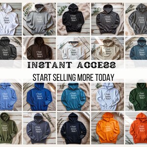 Gildan 18500 Mockup Bundle | Flatlay 18500 Hoodie Mockups + Size Chart | Sweatshirt Mockup Bundle for POD Sellers, Gildan Hoodie Mockup image 8