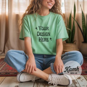 Gildan Mockup 64000 - Mint Green - T-shirt Mockup, Gildan Softstyle, Aesthetic Mockup, Canva Printify Mockup, Digital Download