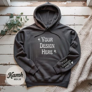 Gildan 18500 Hoodie Mockup, Charcoal, Flat Lay Mockup for POD, Hoodie Sleeve Mockup, Casual Simple Mock, Gildan 18500 Mockup G185