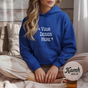 Gildan 18500 Royal Hoodie Mockup, Gildan 18500 Mockup, Sweatshirt Mockup, Aesthetic Mockup, Canva Printify Mockup, Digital Download