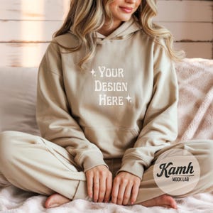 Gildan 18500 Sand Hoodie Mockup, Gildan 18500 Mockup, Sweatshirt Mockup, Aesthetic Mockup, Canva Printify Mockup, Digital Download