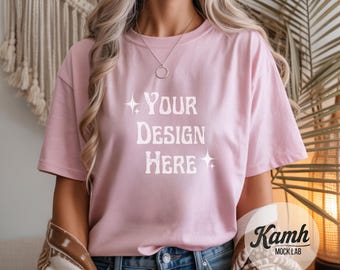 Gildan Mockup 64000 - Light Pink- T-shirt Mockup, Gildan Softstyle, Aesthetic Mockup, Canva Printify Mockup, Digital Download