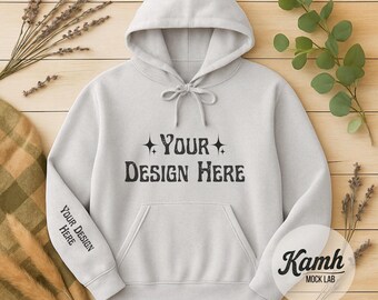 Gildan 18500 Mockup, Ash Hoodie Mockup, Flat Lay Gildan Mockup, for Print on Demand, Fall Sweatshirt Mockup, Digital Download