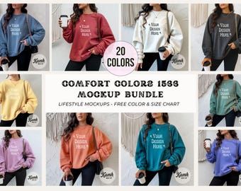 Pacote Comfort Colors 1566 Mockups — 20 mockups de moletons coloridos para vendedores de impressão sob demanda.
