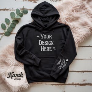 Gildan 18500 Hoodie Mockup, Black, Flat Lay Mockup for Print on Demand, Hoodie Sleeve Mockup, Casual Simple Mock, Gildan 18500 Mockup G185
