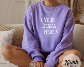 Comfort Colors 1566 Mockup Violet | Comfort Colors Sweatshirt Mockup for Print on Demand