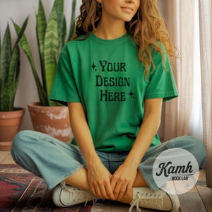 Gildan Mockup 64000 - Kelly Green - T-shirt Mockup, Gildan Softstyle, Aesthetic Mockup, Canva Printify Mockup, Digital Download