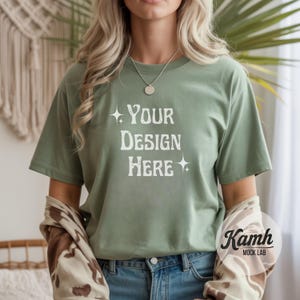 Gildan Mockup 64000 - Sage - T-shirt Mockup, Gildan Softstyle, Aesthetic Mockup, Canva Printify Mockup, Digital Download