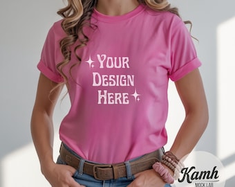 Gildan Mockup 5000, Azalea T-shirt Mockup, Aesthetic Mockup for POD, Gildan 5000 T-shirt Mockup, Heavy Cotton Tee, Canva Printify Mockup