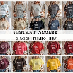 Gildan 64000 Mockup Bundle | G64000 Shirt Mockups + Size Chart | Gildan Softstyle T-Shirt Aesthetic Mockup Bundle for POD Sellers image 8