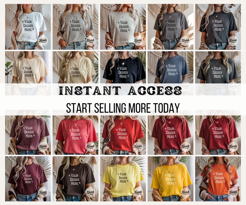 Gildan 64000 Mockup Bundle | G64000 Shirt Mockups + Size Chart | Gildan Softstyle T-Shirt Aesthetic Mockup Bundle for POD Sellers image 8