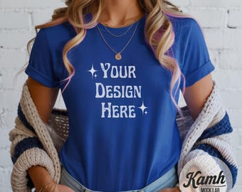 Gildan Mockup 5000, Royal T-shirt Mockup, Gildan Softstyle, Aesthetic Mockup for POD, Gildan 5000 T-shirt Mockup, Canva Printify Mockup