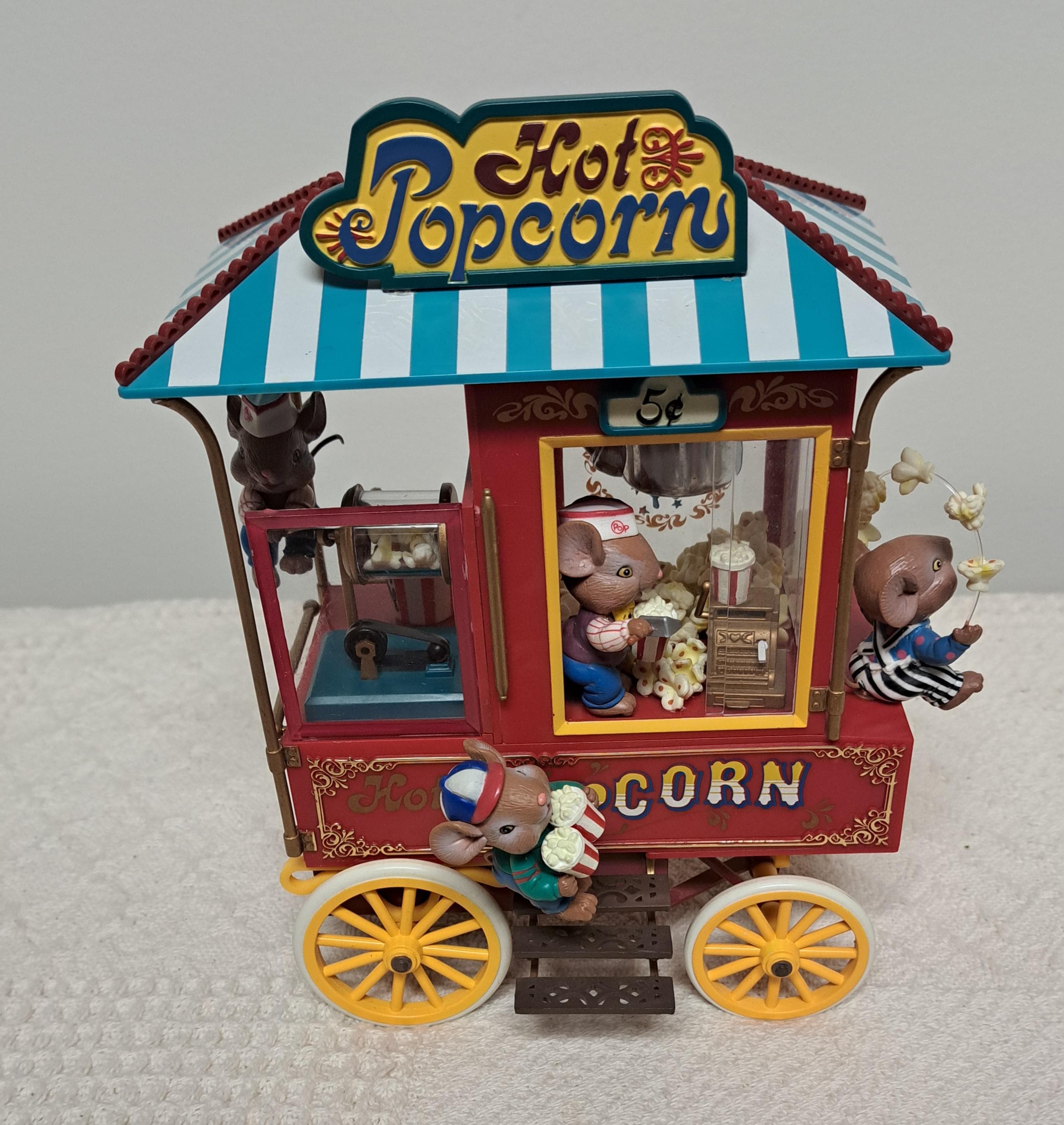 Action Music Box Vintage 1992 Enesco Popcorn Carnival Deluxe Action Music Box W/power ...