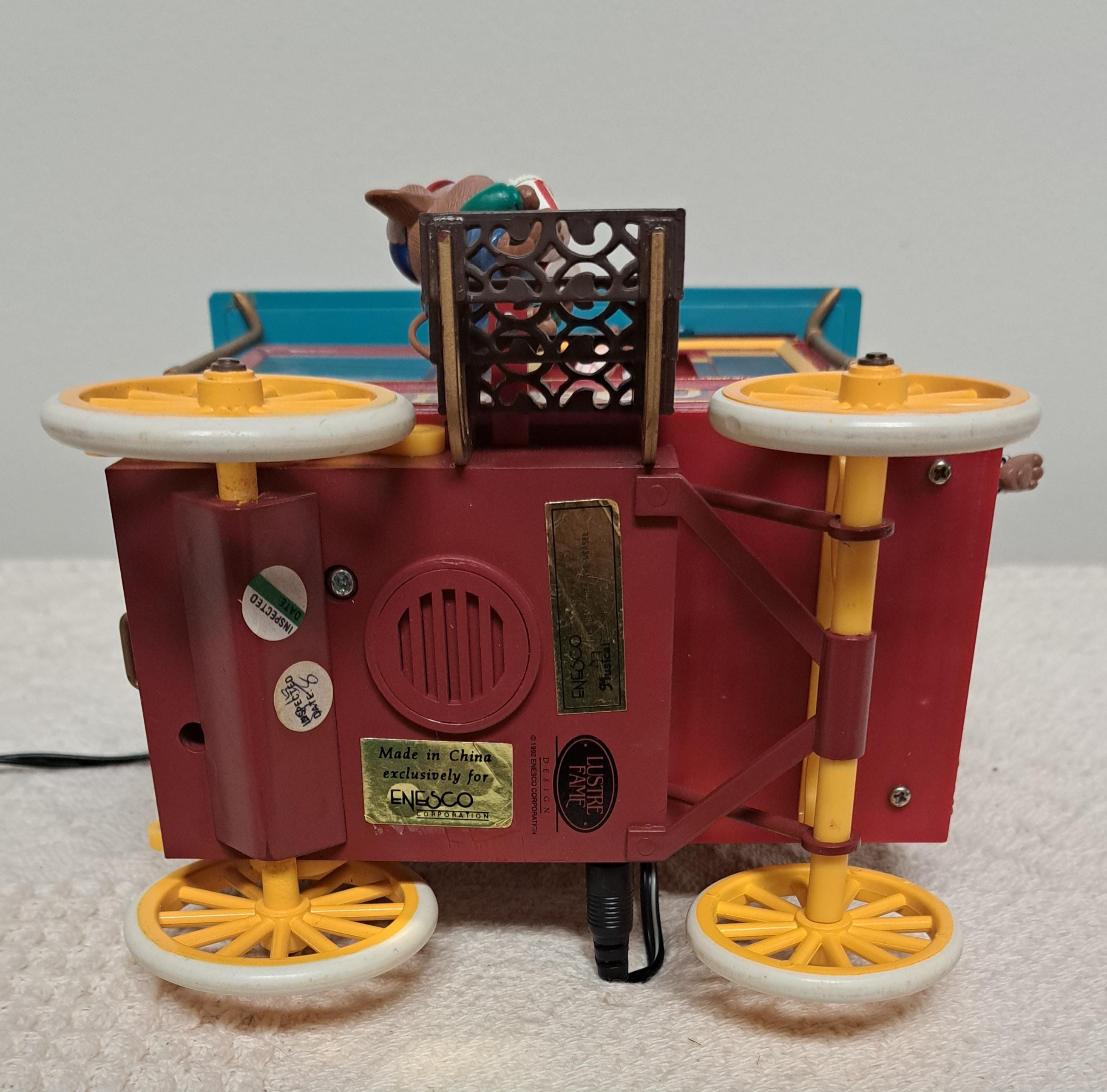 Action Music Box Vintage 1992 Enesco Popcorn Carnival Deluxe Action Music Box W/power ...