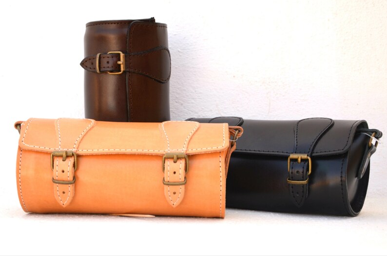 Handmade Full Grain Round Leather Barrel Bag From Greece Etsy