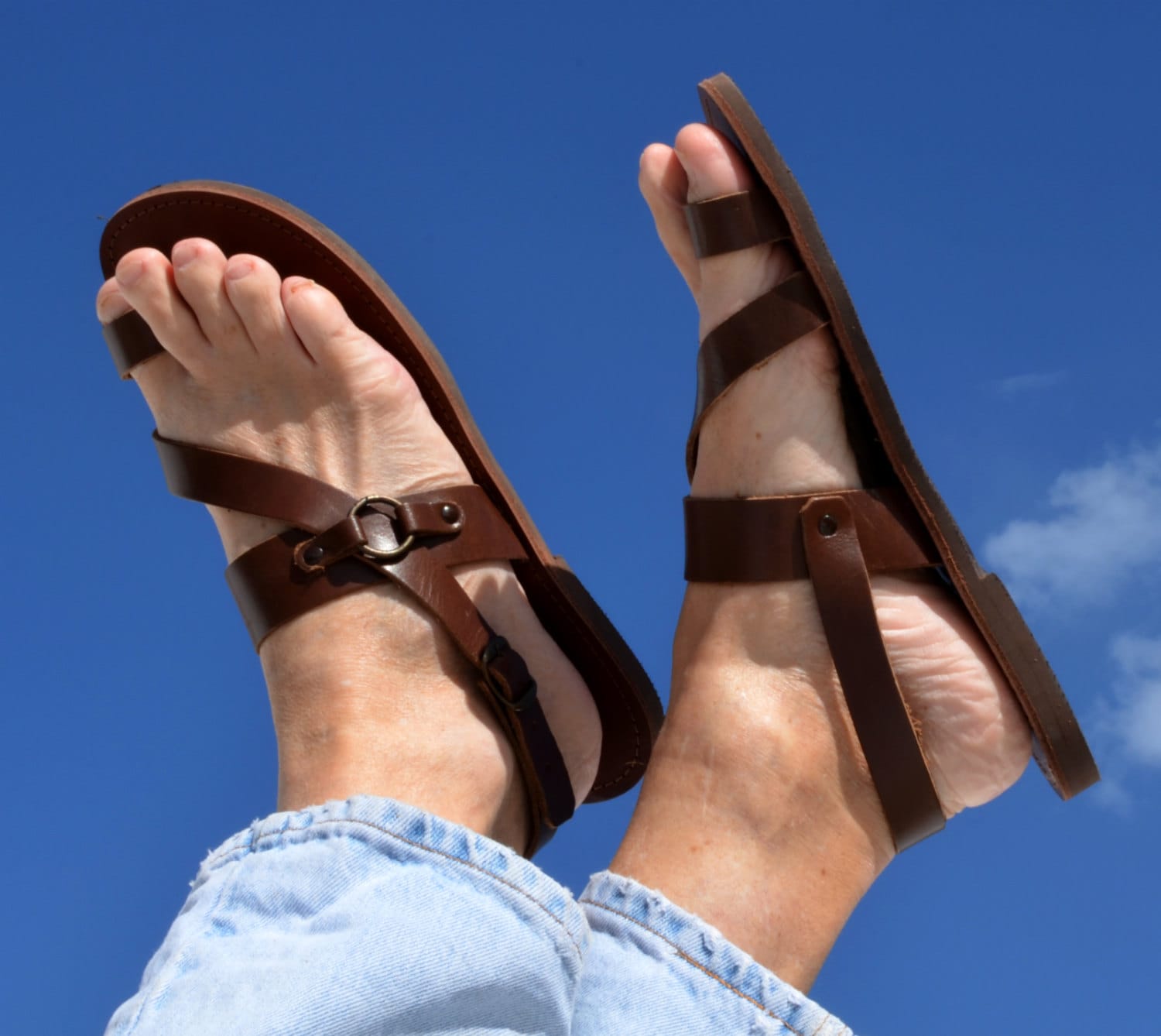 Sandali greci fatti a mano in pelle romana da uomo Scarpe Calzature uomo Sandali NUOVO 