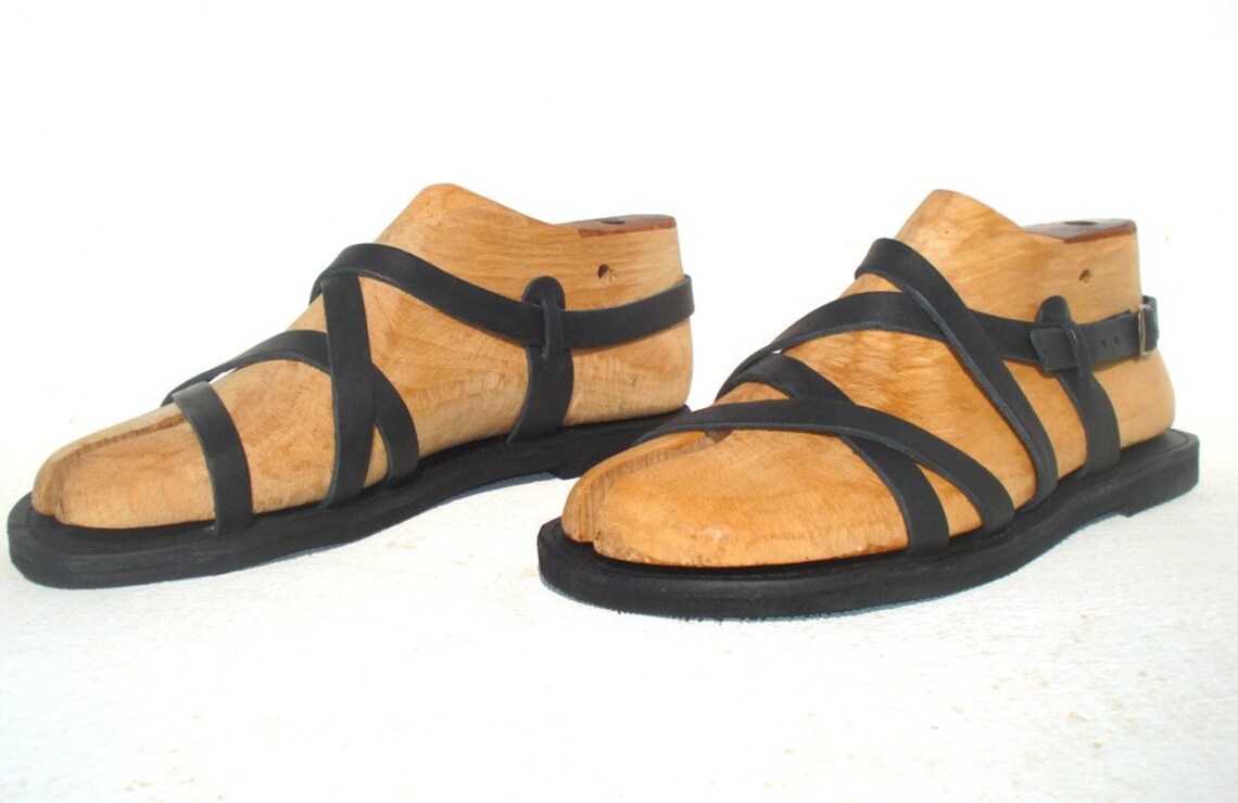 black grecian sandals