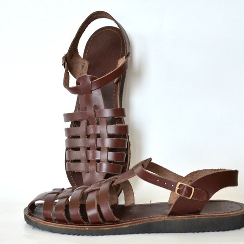 Grecian Handmade Leather Sandals for Men From Greece Etsy